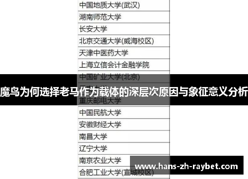 魔鸟为何选择老马作为载体的深层次原因与象征意义分析 魔鸟为何选择老马作为载体的深层次原因与象征意义分析